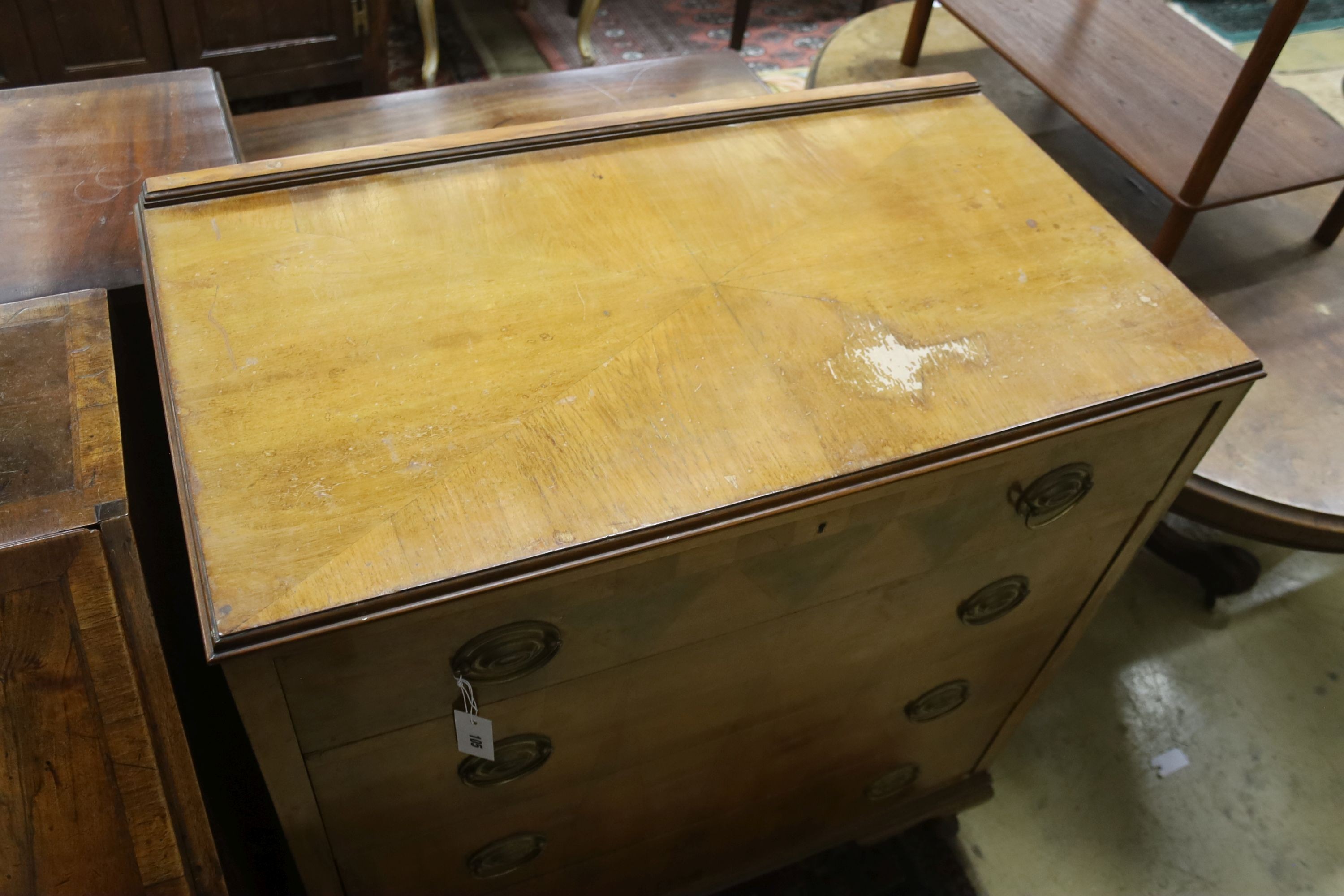 An early 20th century walnut chest, width 92cm, depth 50cm, height 105cm